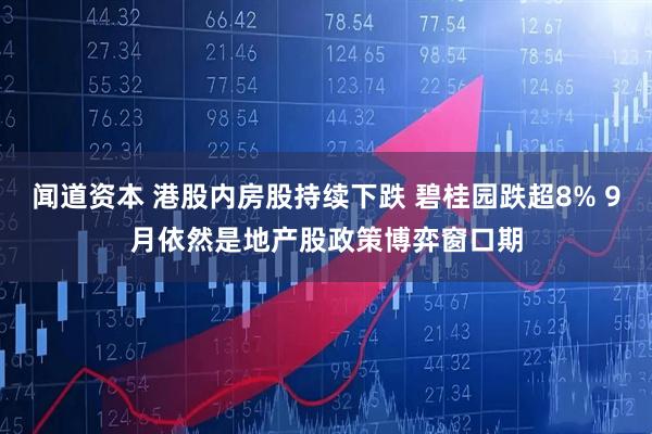 闻道资本 港股内房股持续下跌 碧桂园跌超8% 9月依然是地产股政策博弈窗口期