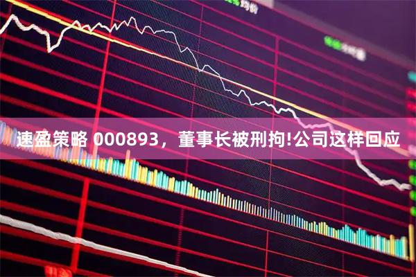 速盈策略 000893，董事长被刑拘!公司这样回应